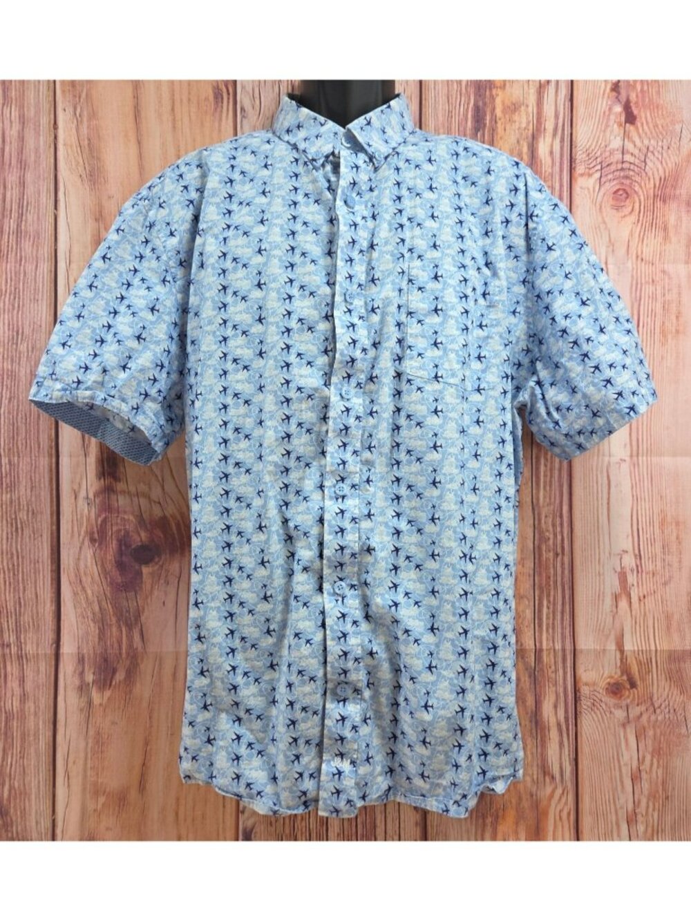 Johnston & Murphy Mens Short Sleeve Airplane Print Shirt XXL